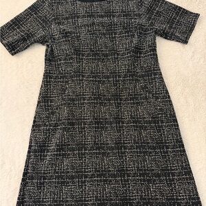 NWOT Lands' End Black and White Textured Midi Dress | Size 12P
